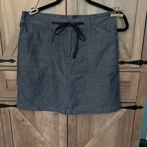 White Stag Chambray Drawstring Midi Skirt in Denim Blue